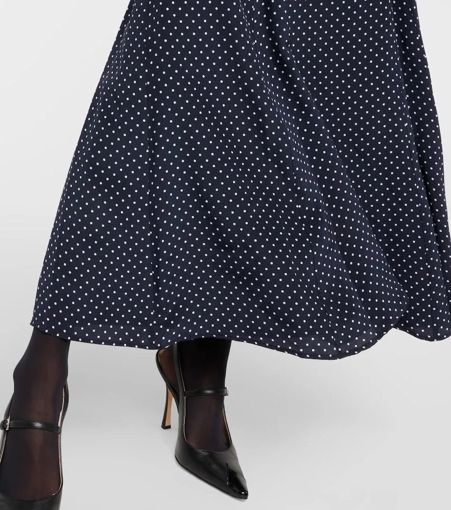 Alessandra Rich Polka-dot puff-sleeve silk midi dress