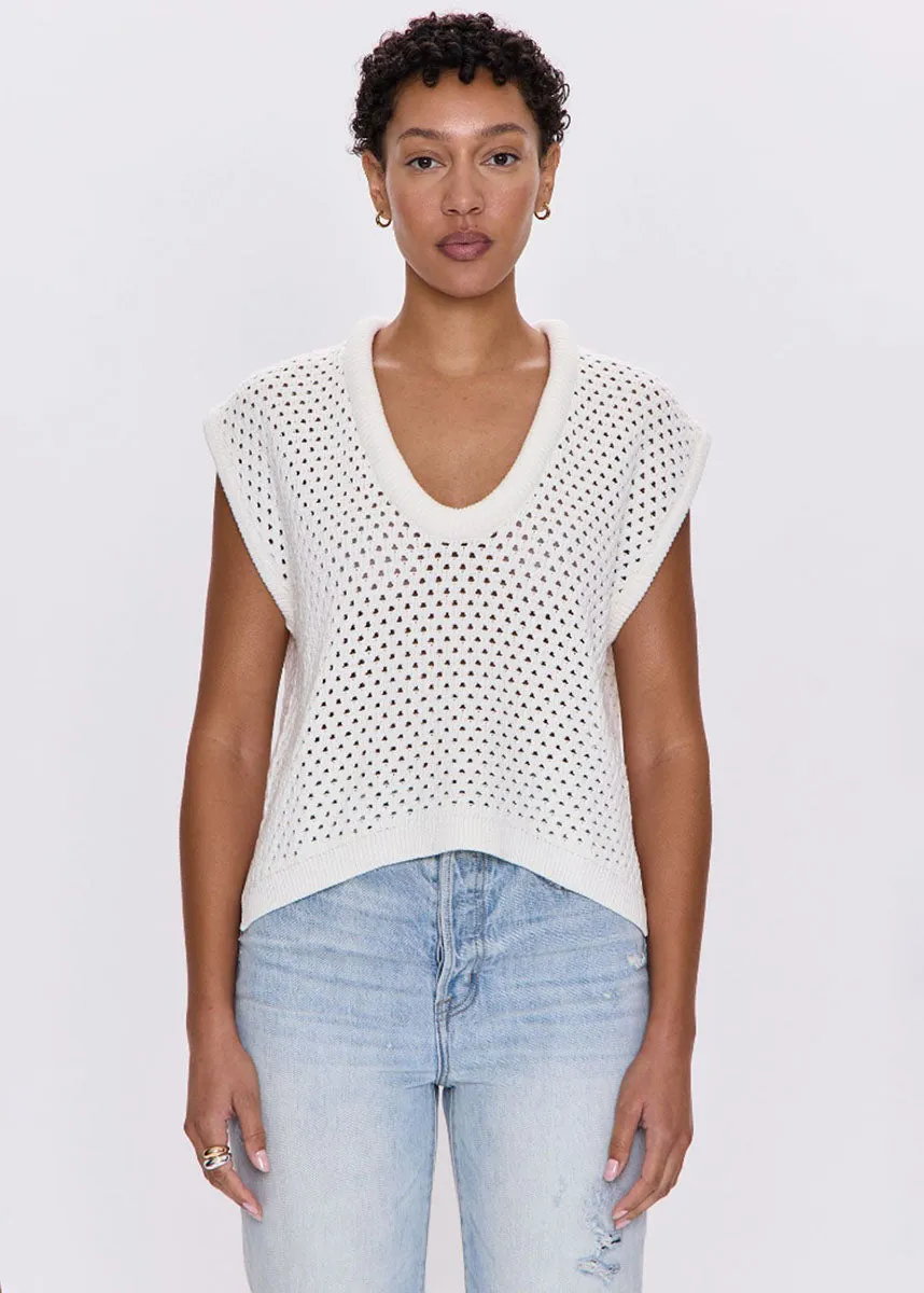 Beck Open Knit Cropped Sweater - Le Blanc