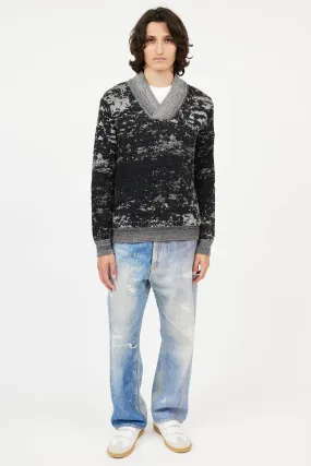 Black & Grey V-Neck Sweater