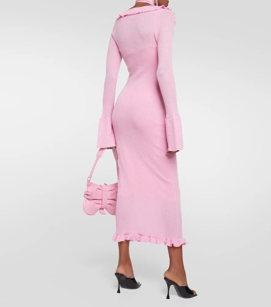 Blumarine Ruffled wool midi dress