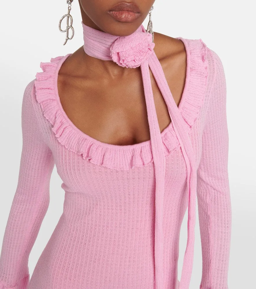Blumarine Ruffled wool midi dress