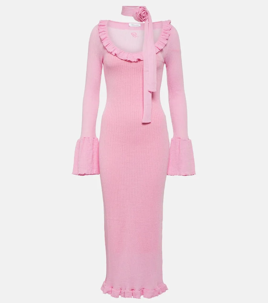 Blumarine Ruffled wool midi dress