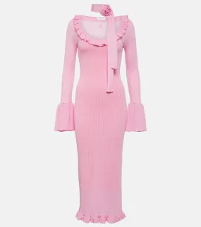 Blumarine Ruffled wool midi dress