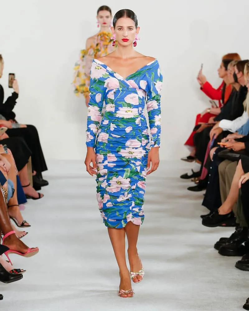 Carolina Herrera Floral ruched cotton-blend midi dress