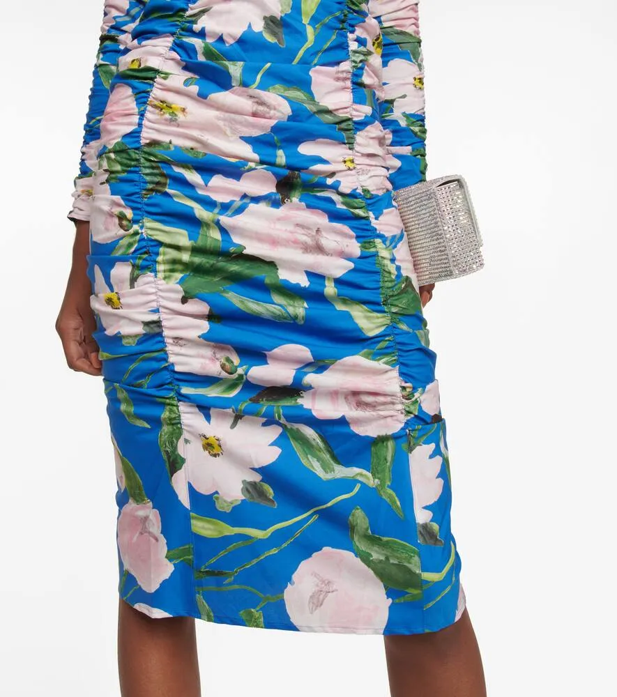 Carolina Herrera Floral ruched cotton-blend midi dress