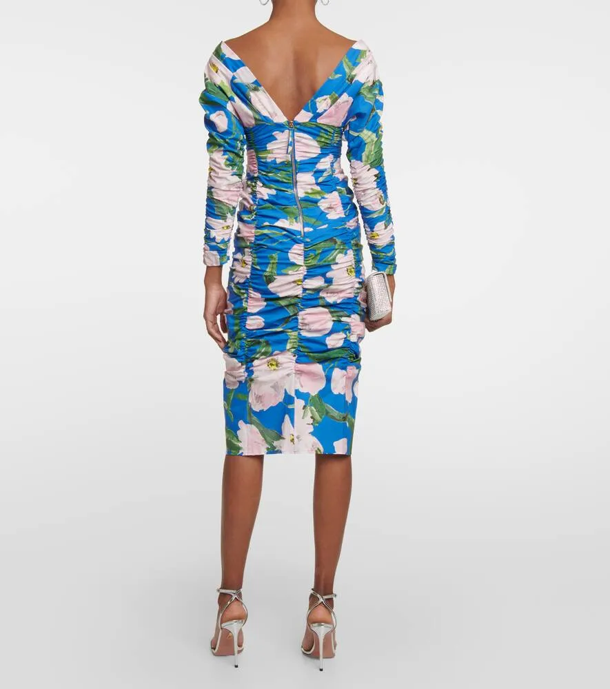 Carolina Herrera Floral ruched cotton-blend midi dress