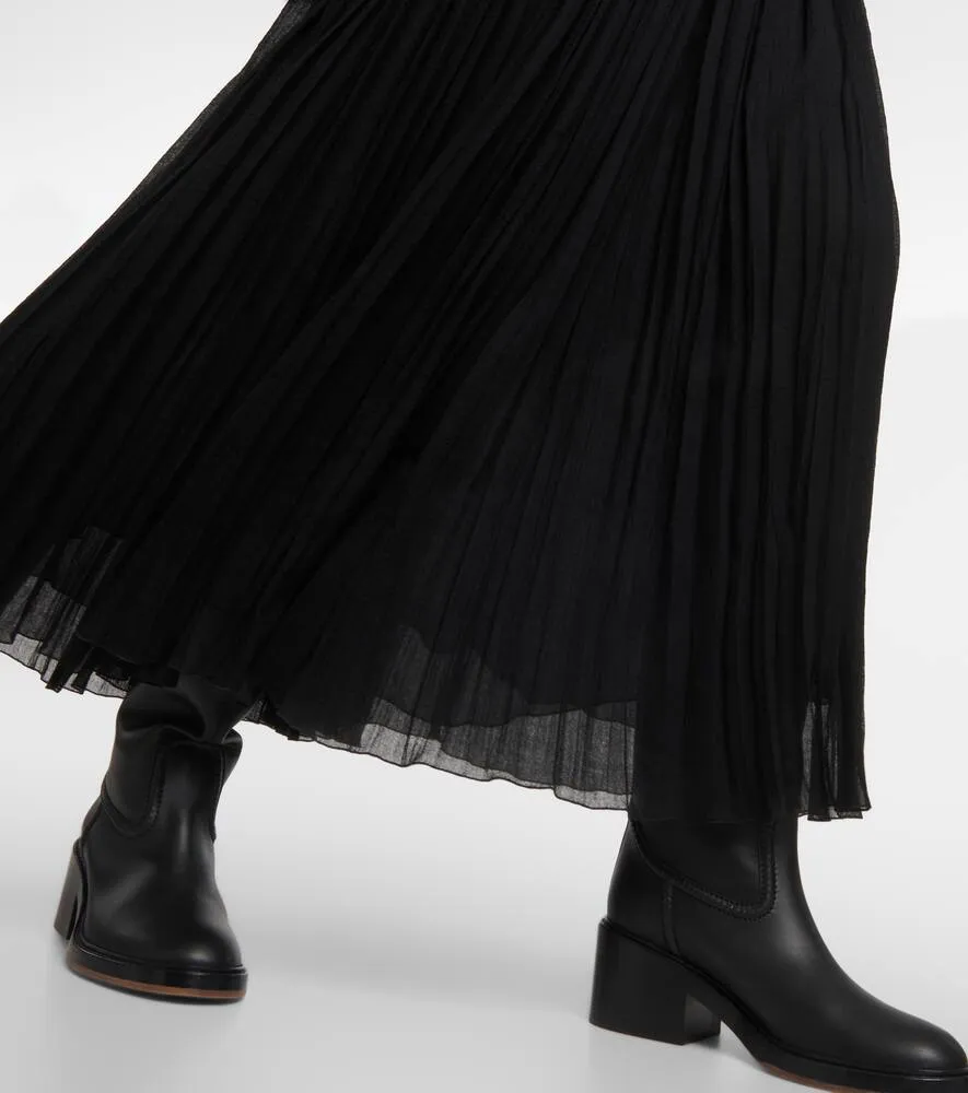 Chloe Off-shoulder virgin wool midi dress