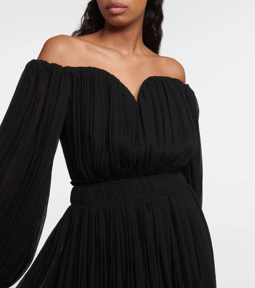 Chloe Off-shoulder virgin wool midi dress