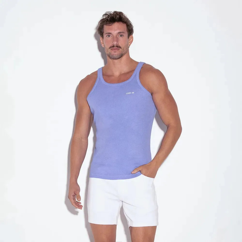 Code 22 Vintage ribbed cotton tank 3301 sky blue