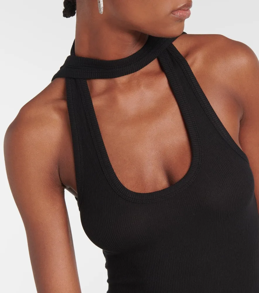 Coperni Ribbed-knit cutout maxi dress