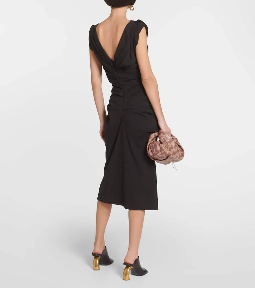 Dries Van Noten Draped cotton jersey midi dress