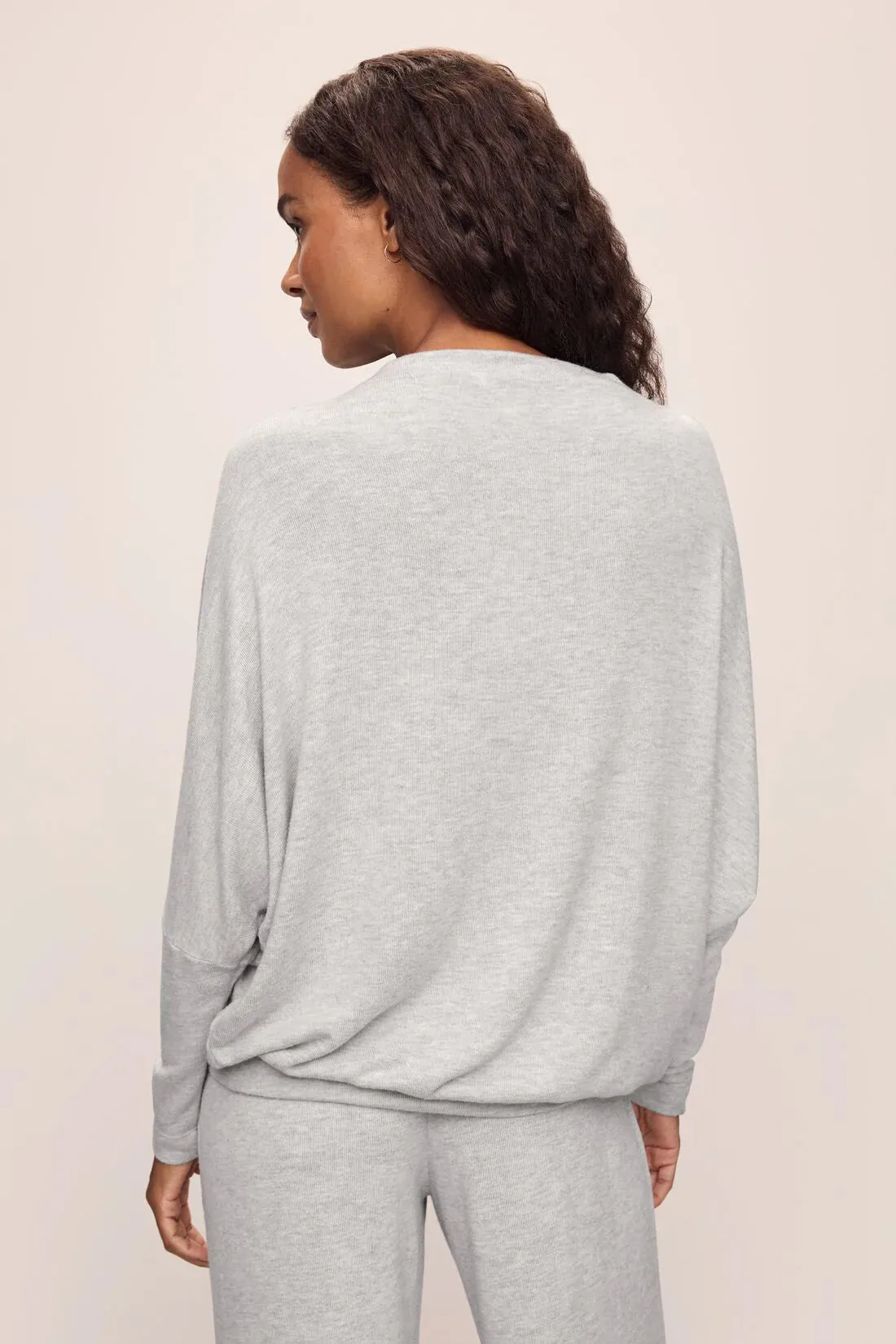 Eberjey Cozy Time Mockneck Pullover - Lt. Heather Grey
