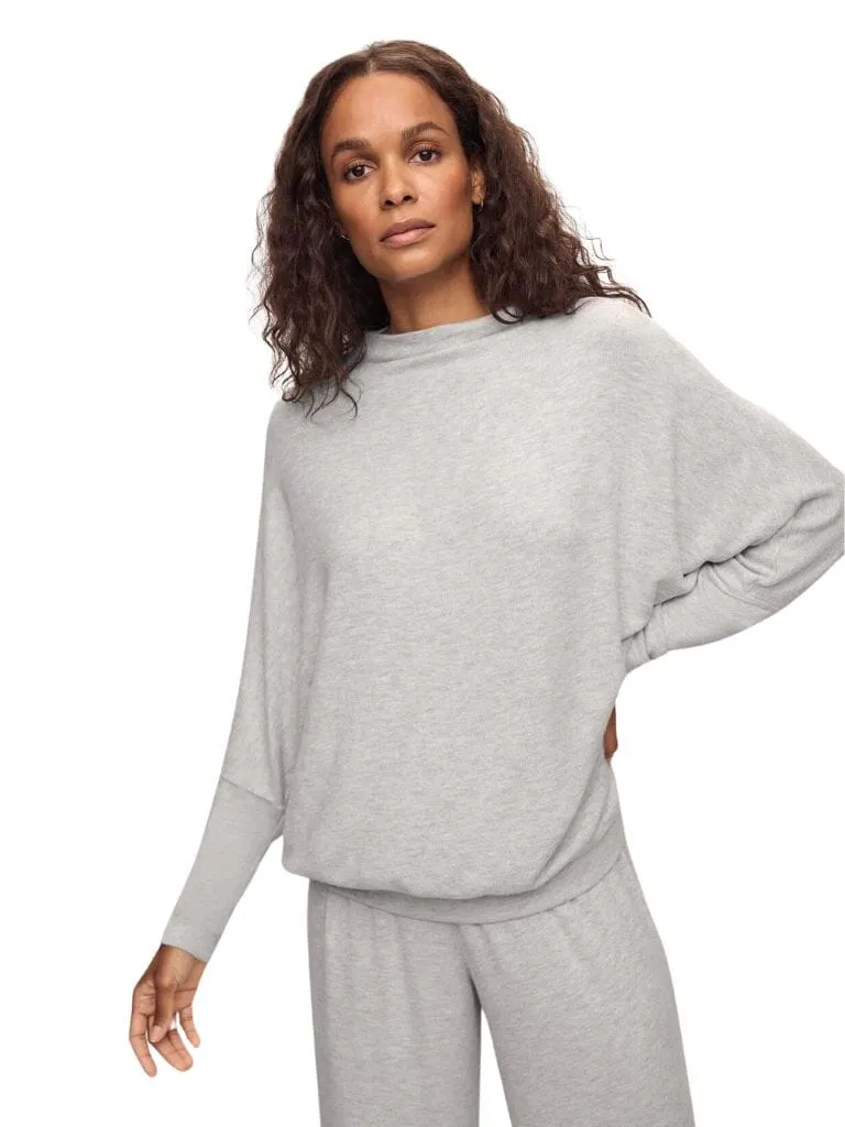 Eberjey Cozy Time Mockneck Pullover - Lt. Heather Grey