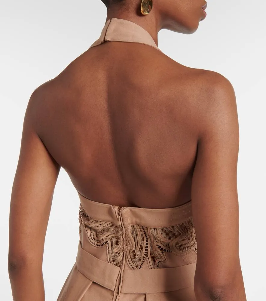 Elie Saab Embroidered gabardine midi dress