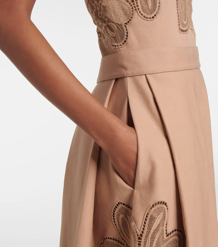 Elie Saab Embroidered gabardine midi dress