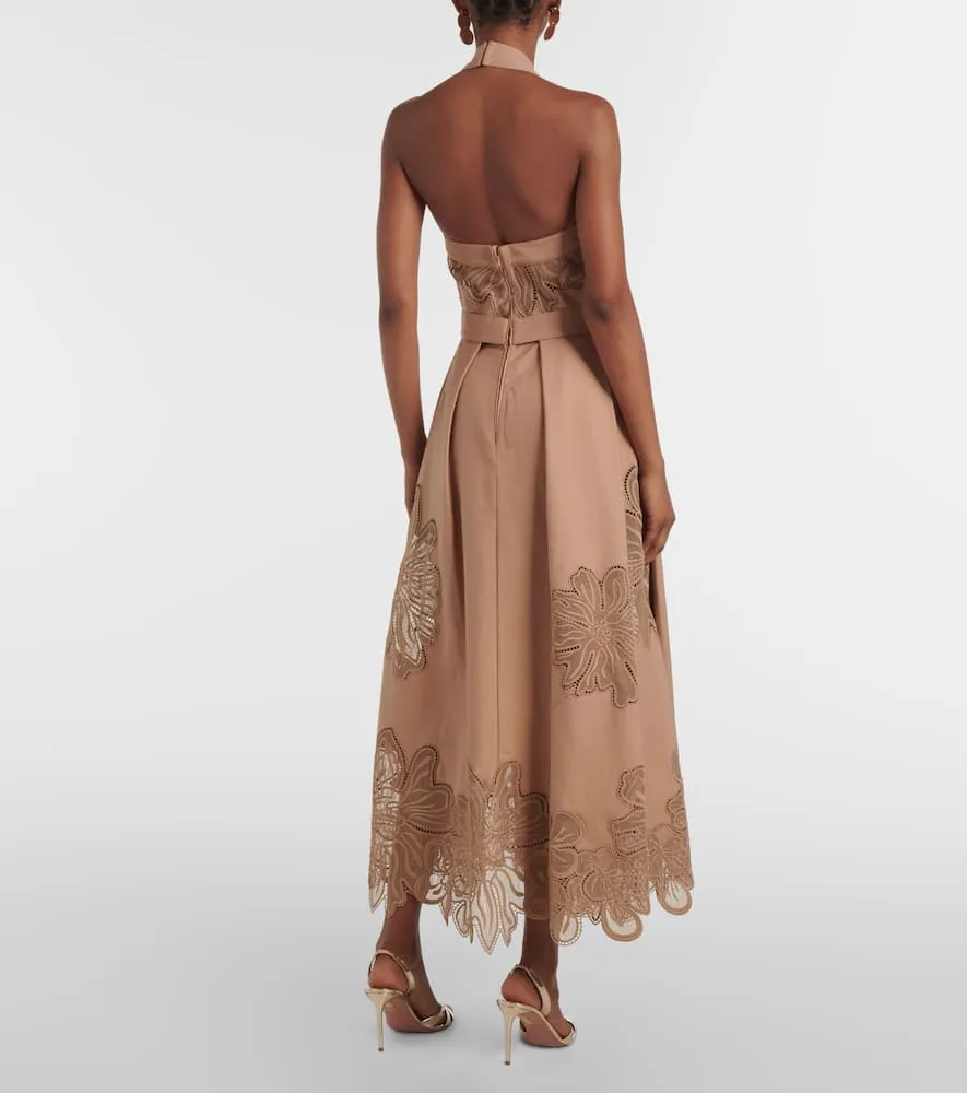 Elie Saab Embroidered gabardine midi dress