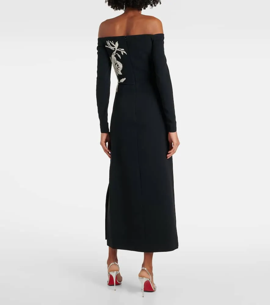 Elie Saab Embroidered off-shoulder midi dress