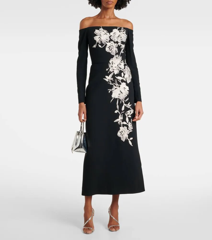 Elie Saab Embroidered off-shoulder midi dress