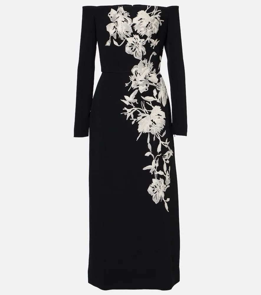 Elie Saab Embroidered off-shoulder midi dress