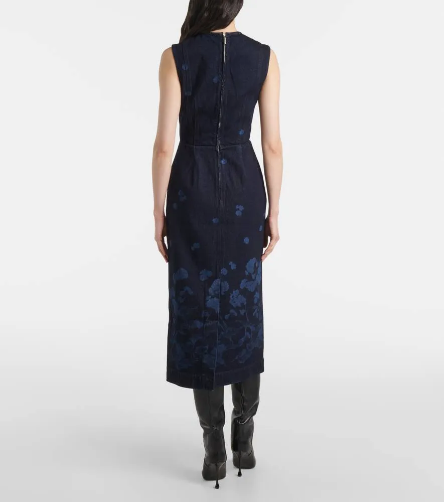 Erdem Floral denim midi dress