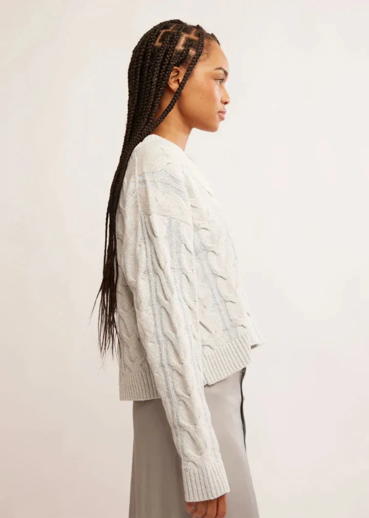 Free People Washed Cable V Neck