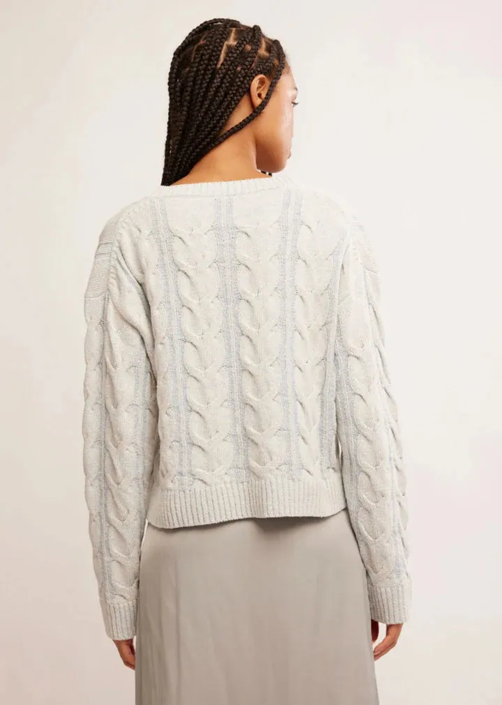 Free People Washed Cable V Neck