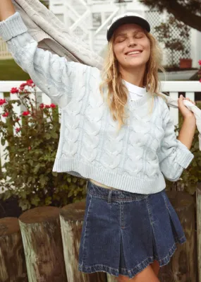 Free People Washed Cable V Neck