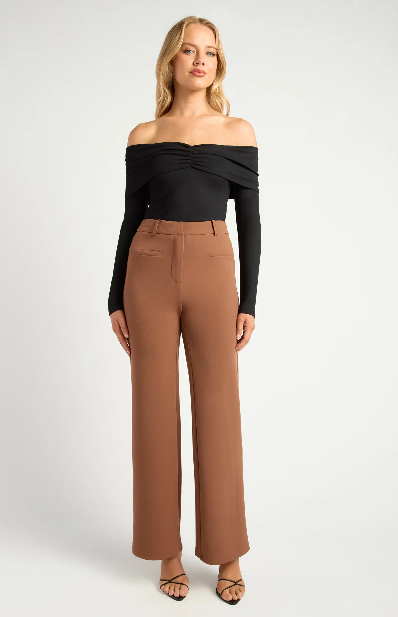 Ghislaine Bell Bottom Pants - Mocha