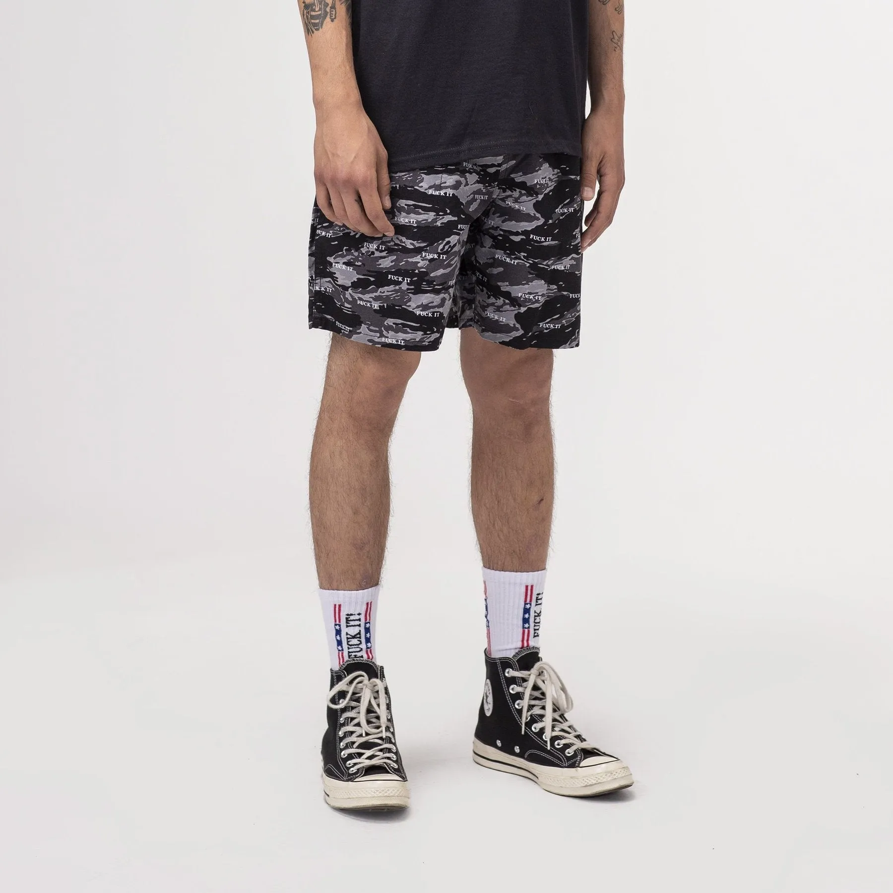 HUF FUCK IT TIGER CAMO EASY SHORT // BLACK