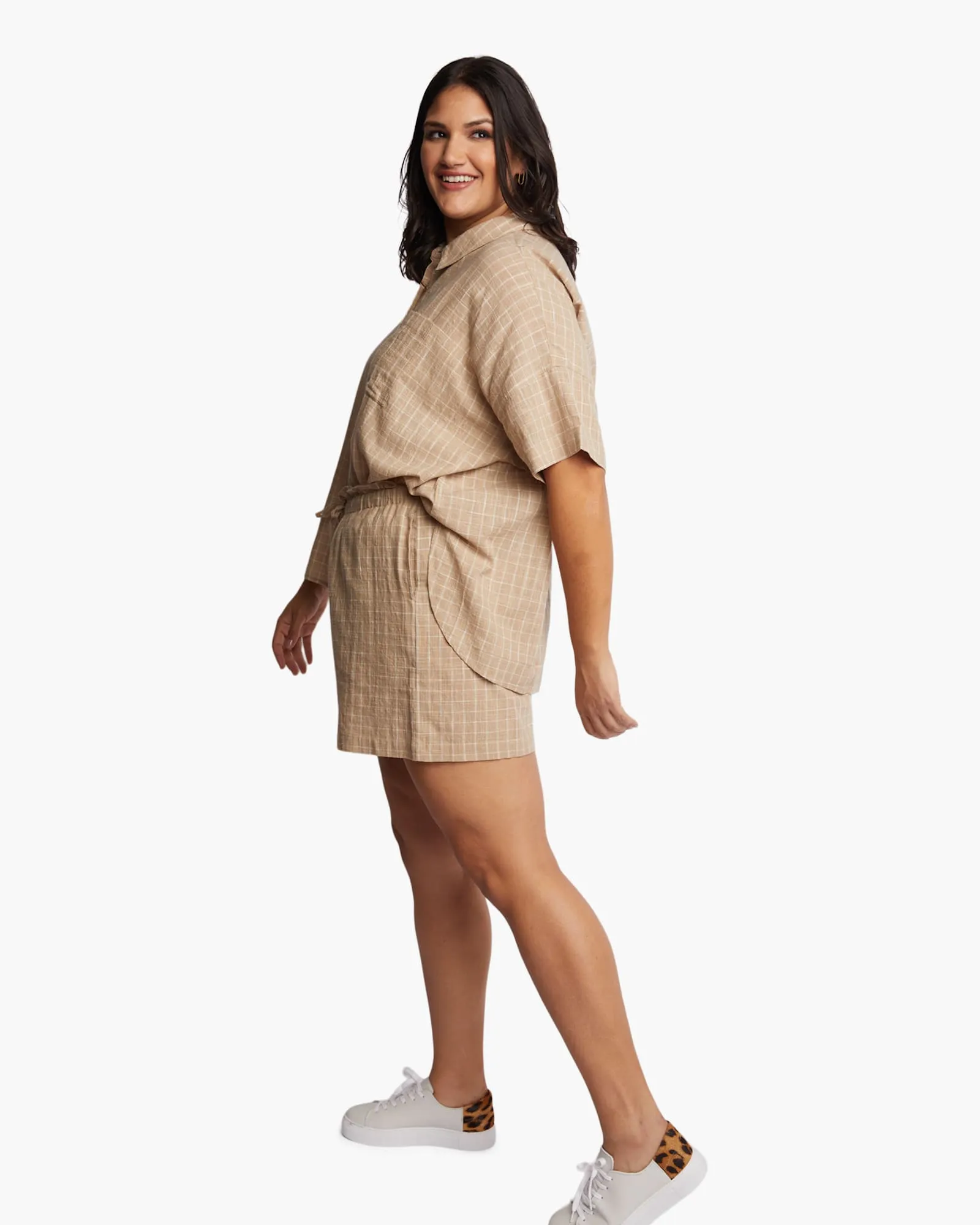 Jordan Easy Short | Tan Grid