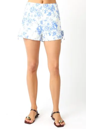 Savi High Waist Floral Print Shorts Blue