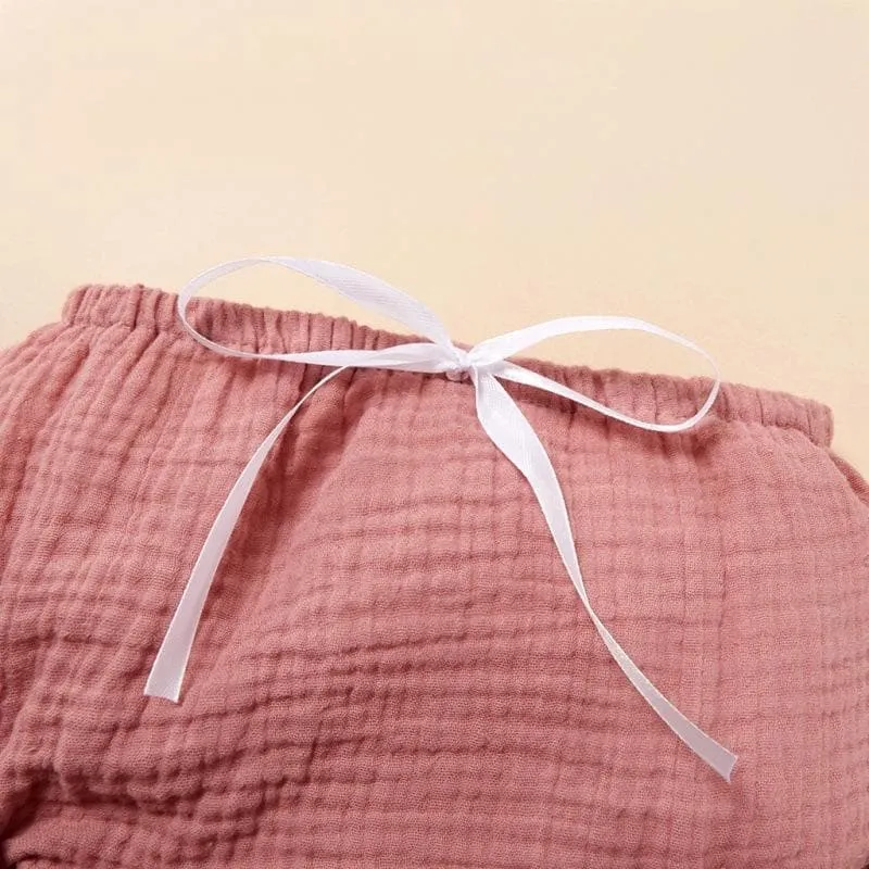 Solid Slip Botton Front Top and Shorts Set