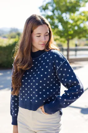 The Lily Blue Bow Patterned Sweater