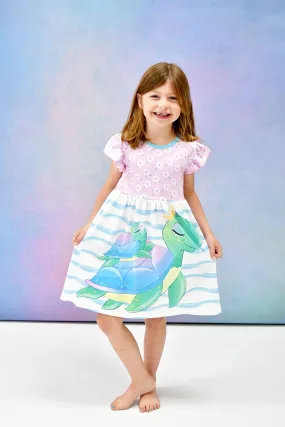 Turtle Love Milk Silk Flutter Dress