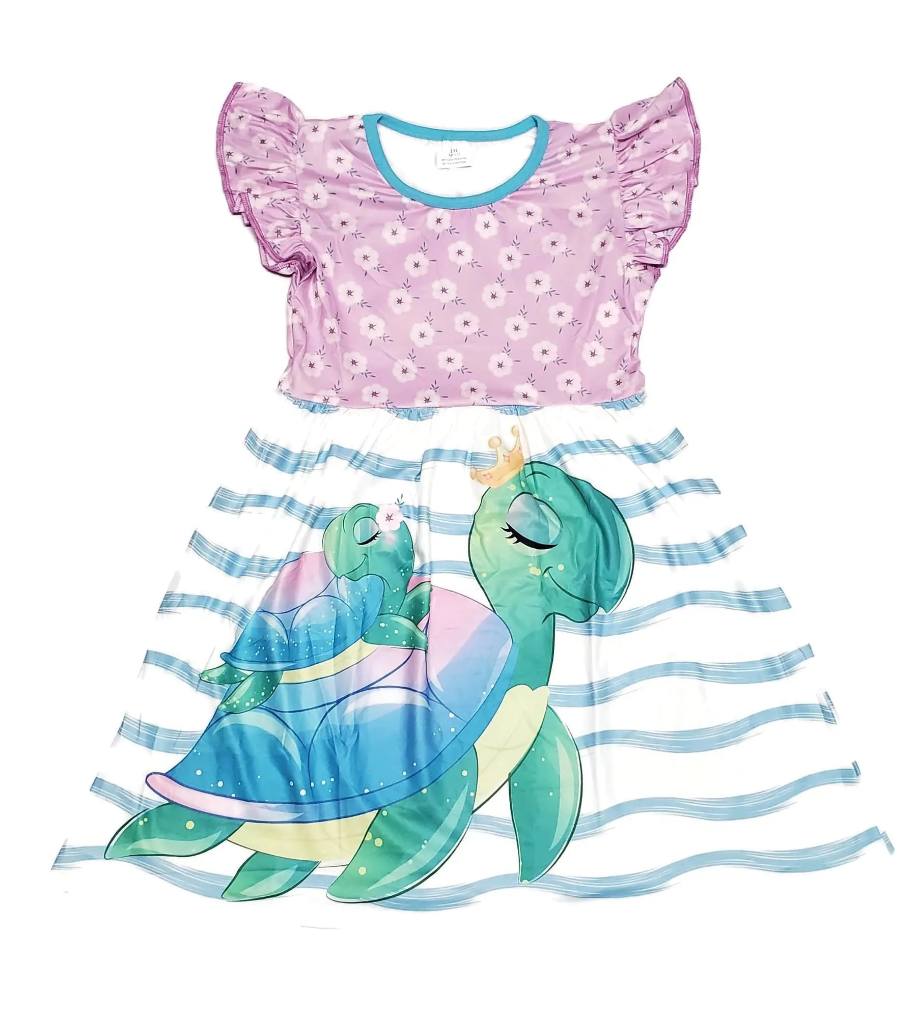 Turtle Love Milk Silk Flutter Dress