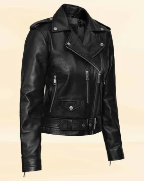 Women Black Stylish Biker Leather Jacket