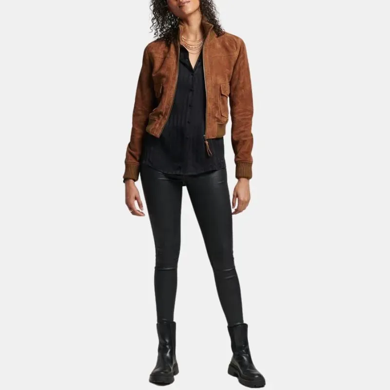 Women's Classic cropped suede Jacket By TJS
