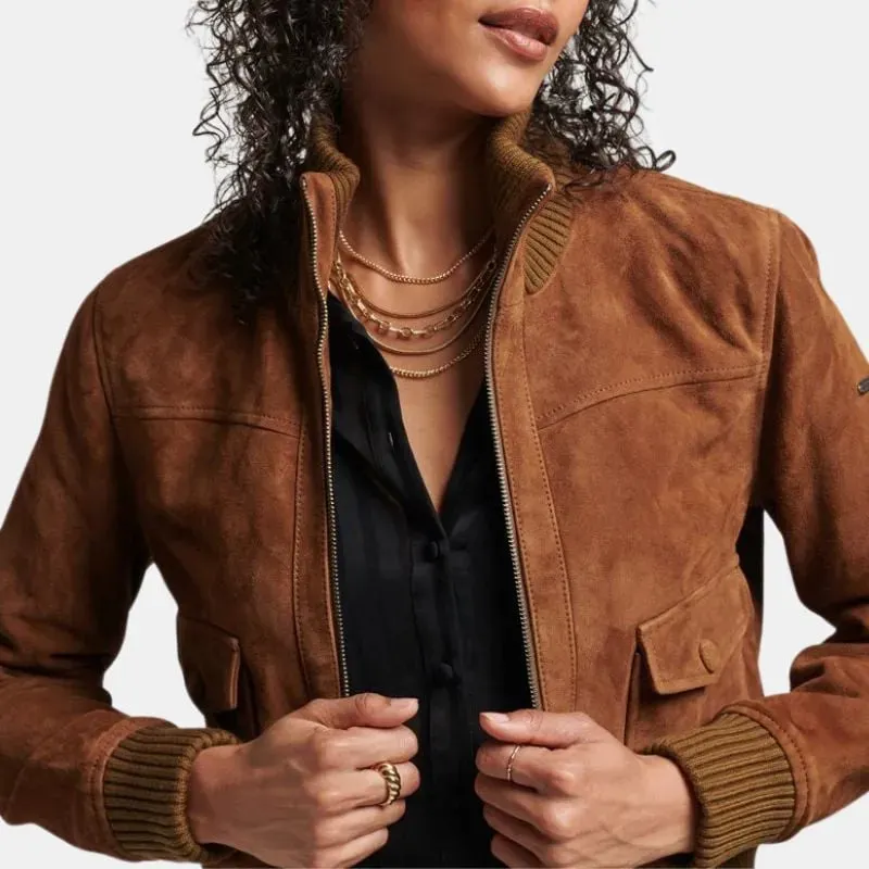 Women's Classic cropped suede Jacket By TJS